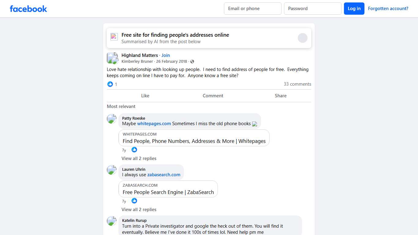 Highland Matters | Love hate relationship with looking up people | Facebook