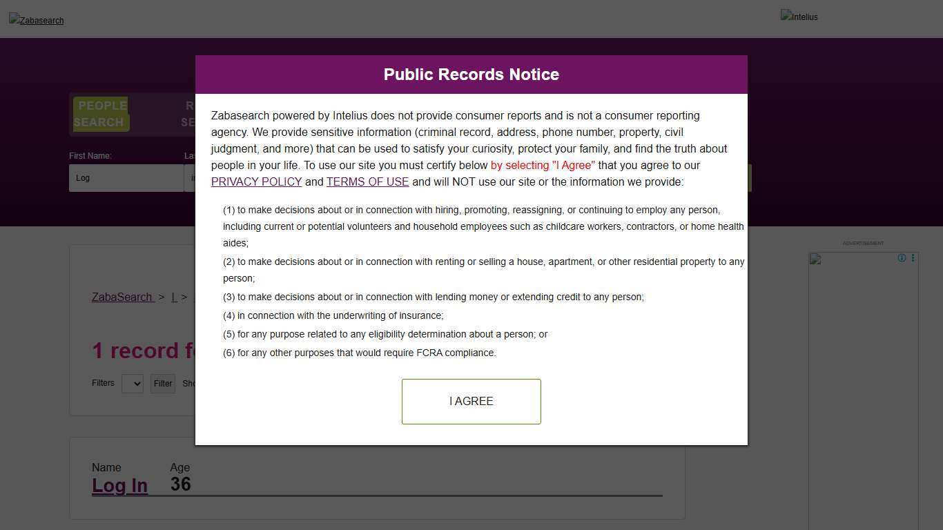 Log In Found - Phone Numbers, Addresses & Possible Relatives | Zabasearch